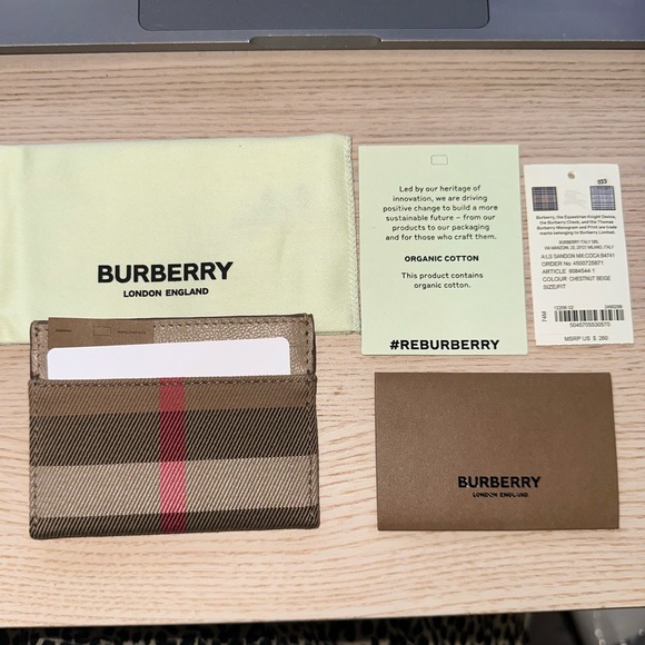 NWT Burberry House Check Canvas Leather Card Holder in Brown Authentic - Picture 1 of 9